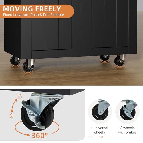 image for Shintenchi Kitchen Island cart with Storage, Portable Bar Cabinet on W