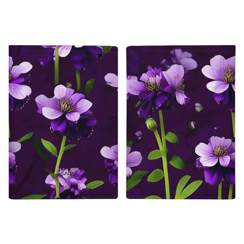 Porte-passeport en cuir à motif fleurs violettes, l'élégance durable pour vos voyages