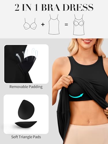 V FOR CITY Womens Summer Dresses with Built in Bra High Neck Beach Dress with Pockets Casual Flare Sun Dresses2