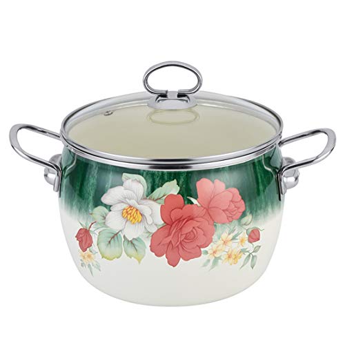 Kettle-HOT Tetera 5L de Gran Capacidad Esmalte del hornillo for quemadores Cocina de inducción, Antiadherente Mango de Utensilios de Cocina de Acero Inoxidable y la Tapa Transparente Cover