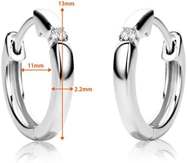 Orovi Woman Hoops Earrings 9 ct / 375 White Gold With Diamonds Brilliant Cut 0.06 ct