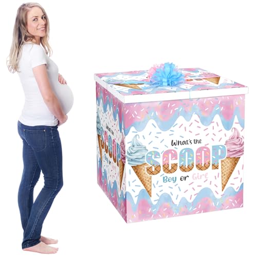 AmazingSpark 28in Giant Gender Reveal Gift Box Kit, What's the Scoop