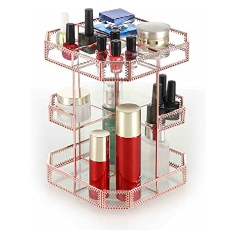 Miss Sweet Makeup Organizer Cosmetic Storage Adjustable 360-Degree Rotating (Rose Gold) Cover