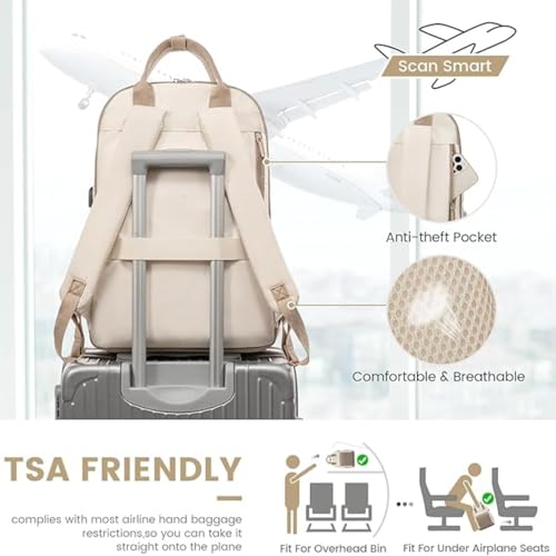 Image of MOCA Women's Minimal Laptop Backpack | Stylish Office & Travel Bag with USB Charging Port | Lightweight, Multi-Pocket, Fits 15.6 inch Laptop