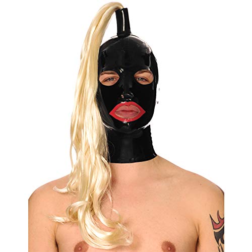 Masque en latex pour homme noir ZZ31 cagoule cosplay fétichisme