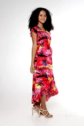 Image of Hawaii Hangover Family Matching Hawaiian Clothes, Sunset Red | Family matching Hawaiian outfits, Sunset Red, lightweight rayon, machine washable, tropical floral print, luaus, cruises