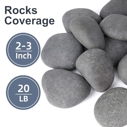Image of Pulovin 20 lbs River Rocks for Landscaping, 2 inch-3 inch Natural Rocks for Aquarium, Fish Tank, Decorative Garden Stones for Plants, Flower Pots, Vase, Walkways