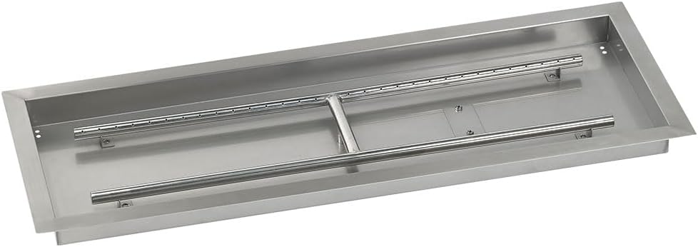 American Fireglass Stainless Steel Drop-in Fire Pit Pan and Burner, 24 by 8-Inch