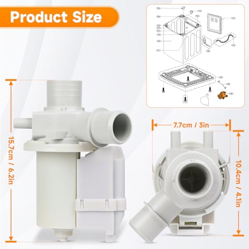 image for Cylrod DP040-012 4681EA1007A Drain Pump (OEM) Replacement for LG Washe