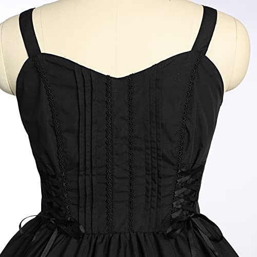 Women Black Gothic Lolita Dress Classic Summer Sleeveless Vinage Goth Lolita Dresses Plus Size Anime Maid Cosplay Costume 2XL Black by Jeufoin - Used condition - Image 2