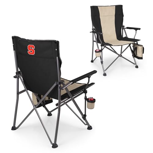 PICNIC TIME NCAA Syracuse Orange Big Bear XXL Camp Chair with Cooler, Heavy Duty Beach Chair, 500 lb Capacity Camping Chair with Carry Bag, (Black)