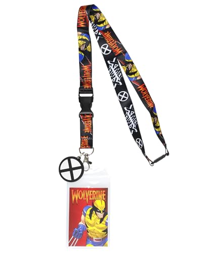 Bioworld Marvel X-Men Wolverine Character Design Reversible Lanyard ID Badge Holder With Rubber Charm And Lobster Clasp