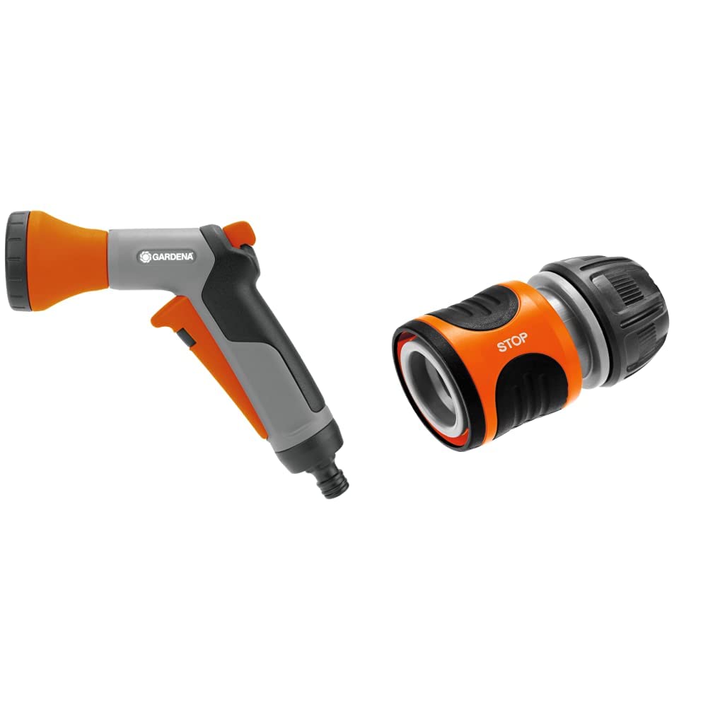 Pistolet-Arrosoir de Gardena à jet variable et connecteur Aquastop anti-fuite
