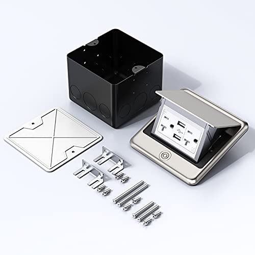 Kyhshj 4.8A Usb Chargers Pop Up Floor Waterproof Electrical Outlet Receptacle Stainless Steel Box(Stainless Steel Color) #TOP6