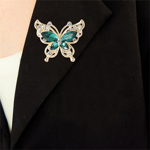 Image of coadipress Butterfly Brooch Pins Chic Romantic Elegant Rhinestone Crystal Insect Brooch Pin Women Corsage Scarf Shawl Clothing Accessories Wedding Party Banquet