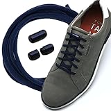 Run out sports Elastische Schnürsenkel ohne binden mit Metallkapseln rund Schuhbänder mit Schnellverschluss bunt Kinder Erwachsene (Navy Blue)