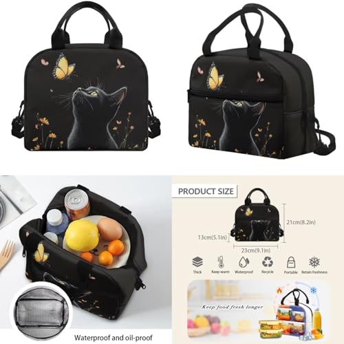 Black Cat Elementary Backpack for Boys Soft Cute Bookbags for School with Pencil Case Portable Kids School Backpack with Lunch Box and Water Bottle Sleeves for Girls Kindergarten3