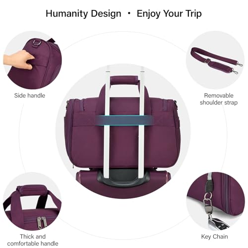 Image of Hanke Underseat Carry On Luggage Bags for Travel, Foldable Travel Bags for Women, Soft Lightweight Personal Item Travel Bag Small Carry On Bags for Airplanes, Travel Tote Bags for Women Men.(Purple