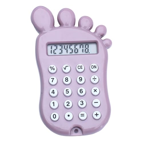 Reheyre Desktop Calculator, Foot Shape Design Battery Operated 8 Digit Calculator with Silicone Buttons, Mini Portable Calculators for Office School Finance Home Purple