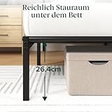 Zinus Elias Bettgestell 90 x 200 cm mit Vintage Kopfteil - Metallbett 90x200 mit Metall-Lattenrost - 30 cm Hohe Plattform mit Freiraum Darunter - Kein Boxspringbett Erforderlich - Schwarz