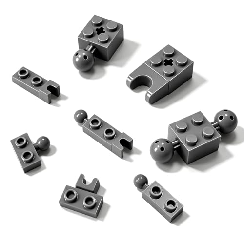 HIGH GODO 136 Piece Classic Building Ball Joint Plate Bulk, 8 Sizes Model Ball and Socket Joints, Compatible with Lego Parts and Pieces (Dark Gray)