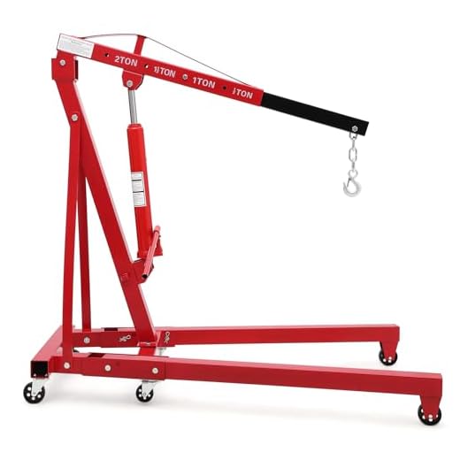 Garvee 2 Ton Engine Hoist, Hydraulic Cherry Picker Engine Crane, Red