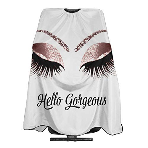 Carwayii Barber Cape Hello Girl Gorgeous Glitters Eyelash Professional Salon Apron Water Resistant Hair Cutting Cape Anti-Static Cosmetology Supplies Easy Clean Barbershop Kits For Women -55\'\'X66\'\'