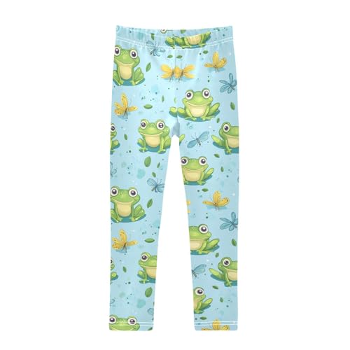 Wusikd Frogs Dragonflies Girls' Leggings Toddler Doodles Cartoon Kids Yoga Pants Dance Active Tights 5T Multi