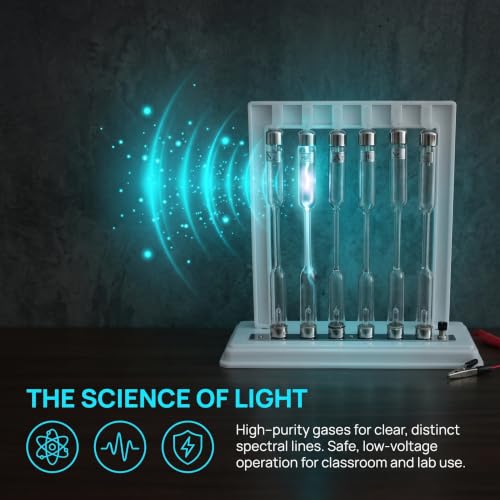Noble Gas Glow Tubes Set with Electrical Induction Coil | Rare Gas Glow Demonstration Set with Experimental Support, Glass Sealed, for Science Education, Without Excitation Base Spectral Tube - Image 5