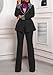 Tcremisa Womens Fashion Pants Suit 2 Piece Business Outfits Pearls Long Sleeve Blazer and Slim Fit Pants Sets R-Black