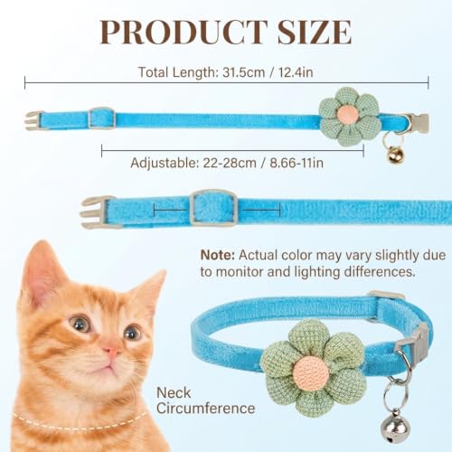 Image of Qpets Crochet Flower Cat Collar Quick Release Cute Plush Kitten Neckband