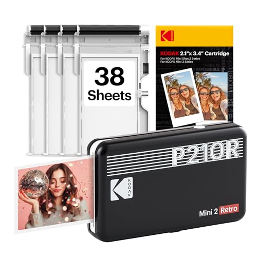 KODAK Mini 2 Retro 2x3' Portable Photo Printer, 38 Sheets, Bluetooth...