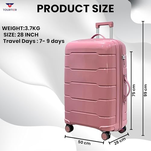 Image of 28-Inch Hard-Shell Luggage Suitcase | Lightweight 3.7 kg | 360 Spinner Wheels | 2-Way Zipper | Multi-Functional Lock | Business & Family Travel Trolley Bag (1, BPINK-28INCH)