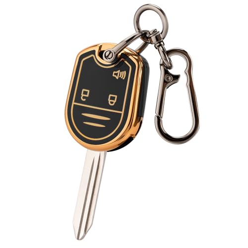 CHATYYD Key Fob Cover for Ford with Keychain,Soft TPU Car Key Cover Case for Ford F150 F250 F350 F450 Flex Explorer Escape Ranger Fusion 2004-2014 Accessories(3 Buttons) (Black)