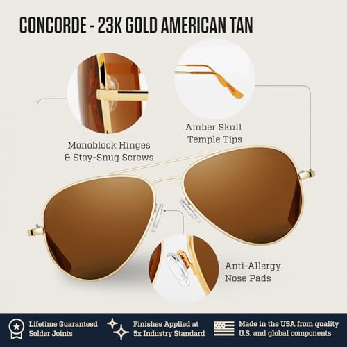Image of Randolph Eyewear Concorde Aviator Sunglasses for Men and Women - Non-Polarized & Polarized Aviator Sunglasses Made to Last