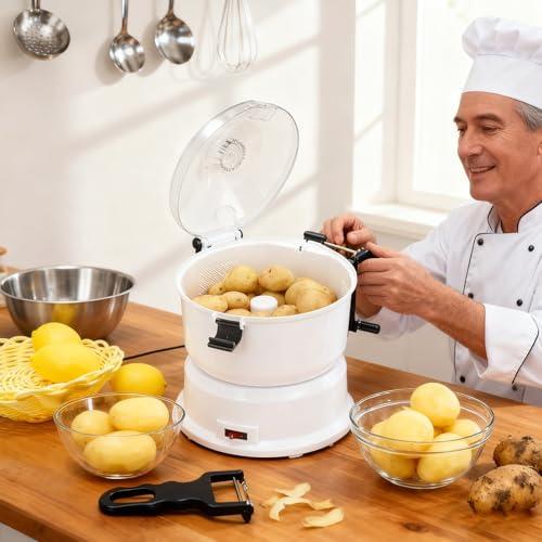 aallwwsso Pelador AutomáTico de Patatas, Pelador de Patatas EléCtrico Comercial de 85 W, Pelador AutomáTico de Patatas, Pelador Giratorio, Pelador de Patatas EléCtrico Comercial para Cocina