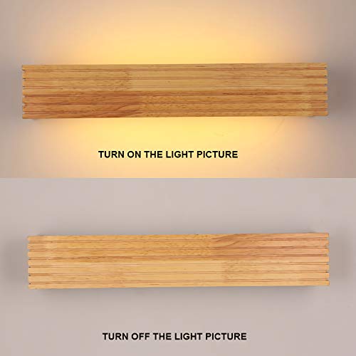 Lámparas de pared LED de madera 3000K aplique interior de 35cm para dormitorio y pasillo 7