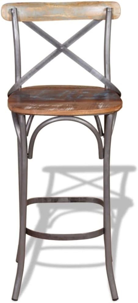 vidaXL Bar Chair, Bar Seat, Counter Height Stool, Island Stool for Pub Dining Room Kitchen Counter Island, Farmhouse Retro, Solid Reclaimed Wood