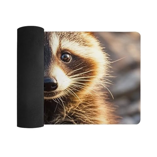 Desk Pad Protector 24x12 Inch Extended Cute Raccoon miniatura 3