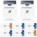 🛫【Ensemble complet】 : Comprend 6 porte-cartes argent (9,2 x 6,2 x 0,1 cm) et 2 pochettes pour passeport (13,6 x 10,5 x 0,1 cm). Cet ensemble pratique est idéal au quotidien, à glisser dans votre portefeuille ou à utiliser en voyage.