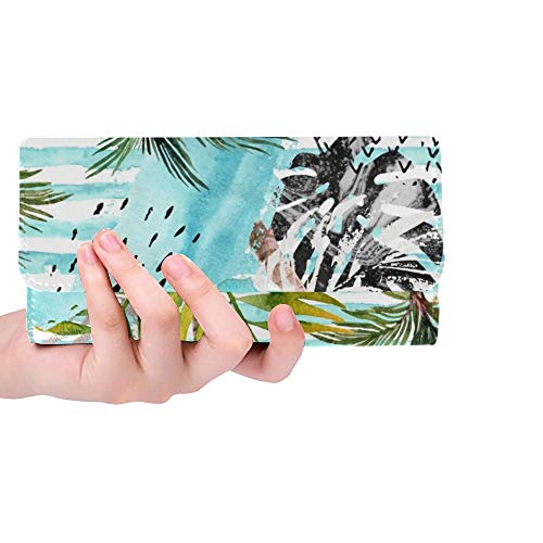 Preisvergleich Produktbild Einzigartige abstrakte Sommer Aquarell Frauen Trifold Brieftasche Lange Geldbörse Kreditkarteninhaber Fall Handtasche