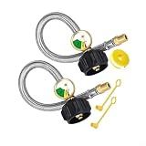 FUBESK Tubo flessibile a spirale in acciaio inox intrecciato da 38,1 cm per RV Camper QCC-1 a regolatore a 2 stadi di ricambio