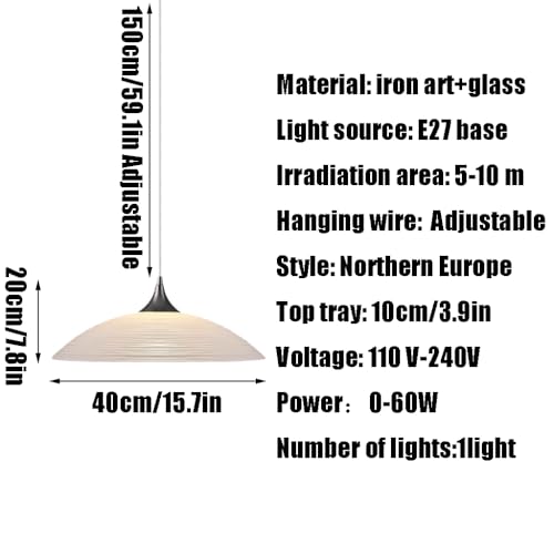 Lampe suspendue en verre LYGXWJFC, luminaire créatif E27 idéal pour sublimer une table de salon - 3