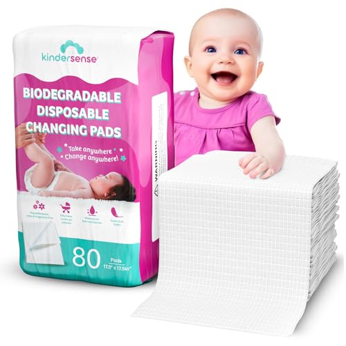 Image of KinderSense - Disposable Changing Underpads for Baby Diaper (80 Pack) Extra Large (17.5" x 17.5") Portable Pee Pad Waterproof & Leak Proof Underpad Mat Incontinence Protection - Absorbent Changing Mat
