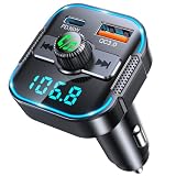Glangeh FM Transmitter Auto Bluetooth Schnelles Autoladegerät 54W (PD 36W & QC3.0 18W) - Dual Mikrofon Bluetooth Adapter Auto Zigarettenanzünder, unterstützt Siri-Assistent & Freisprecheinrichtung