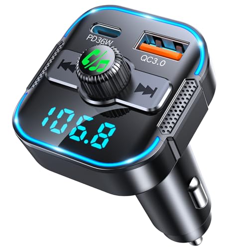 Glangeh FM Transmitter Auto Bluetooth Schnelles Autoladegerät 54W (PD 36W & QC3.0 18W) - Dual...