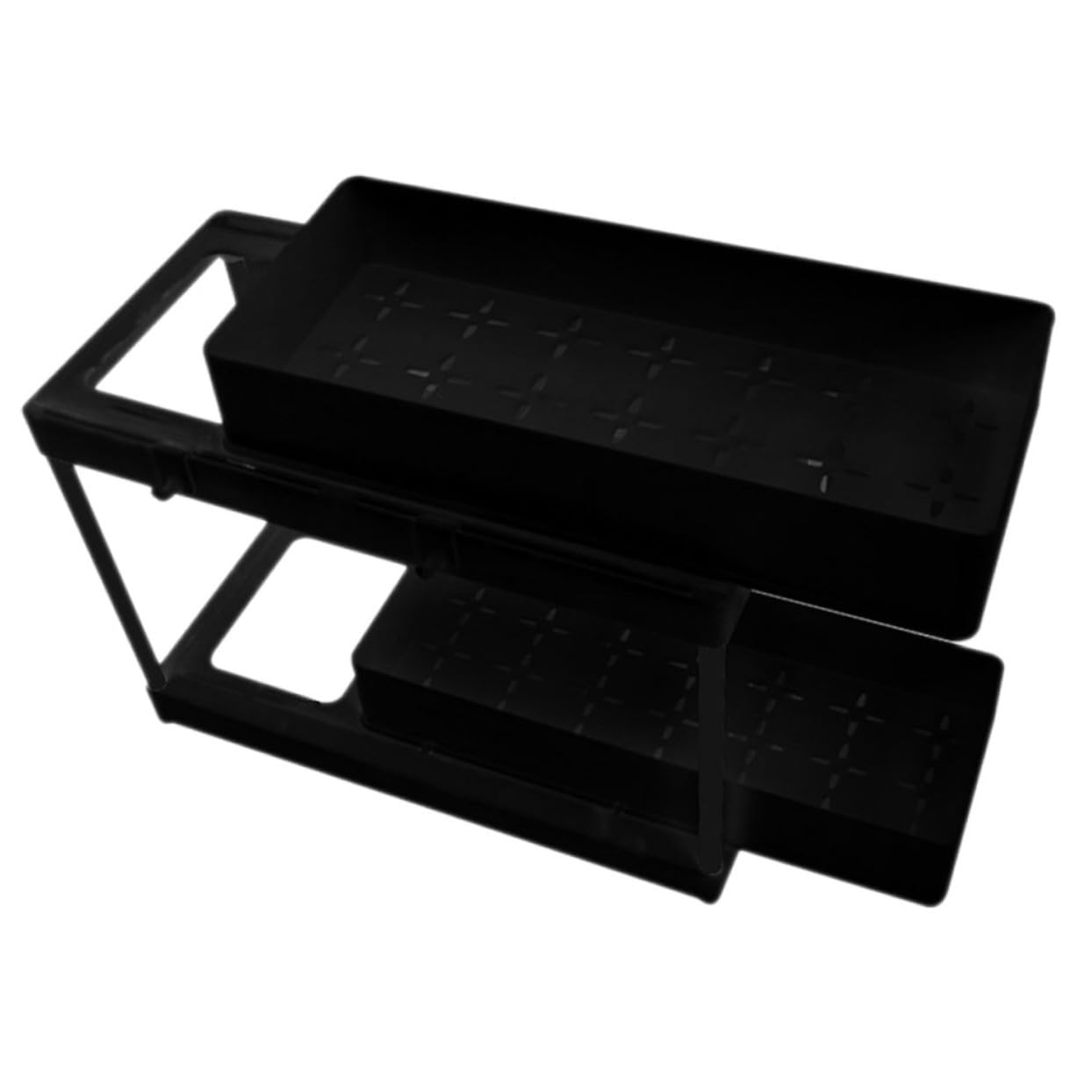LABRIMP Organizador Productos de Limpieza Extraíble para Debajo del Fregadero, 2 Niveles, Abs Negro, Diseño Deslizante, Adecuado para Baño y Cocina