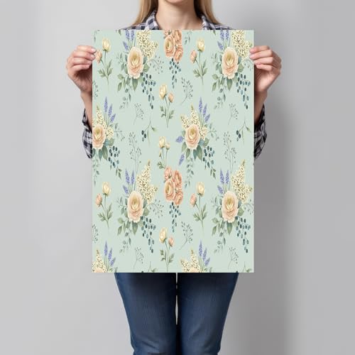 Toile florale vintage de 80x120 cm vert clair pour une chambre romantique