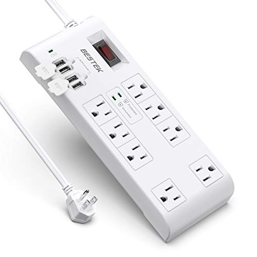 BESTEK 2,000 Joules Surge Protector with USB, Power Strips with 8 AC Outlets