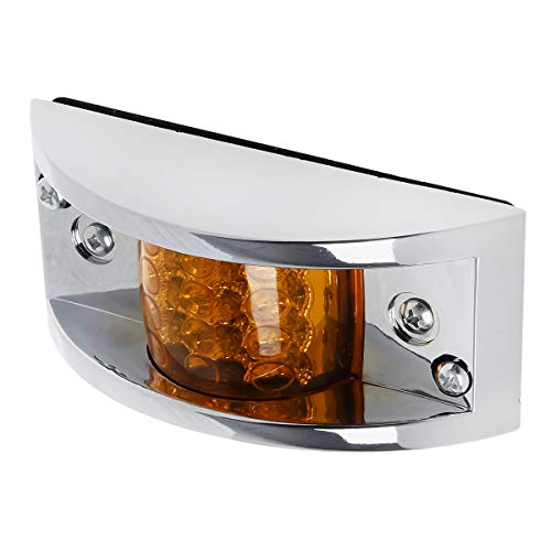 Partsam 4X Sealed Chrome Armored Led Trailer Clearance Light Side Marker Light 12Led Amber #TOP5